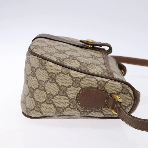 GUCCI GG Supreme Web Sherry Line Bag PVC Beige Gold 89 02 032 Auth 137285 - Picture 6 of 16